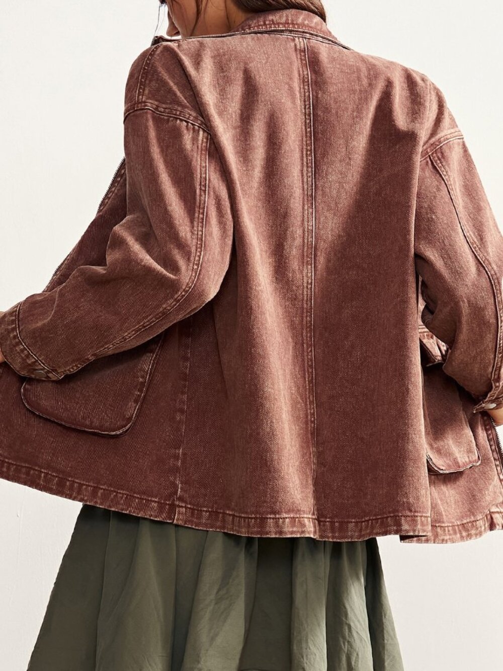 Brown Casual Women's Zipper Long Sleeve Jacket - Picture 3 of 9